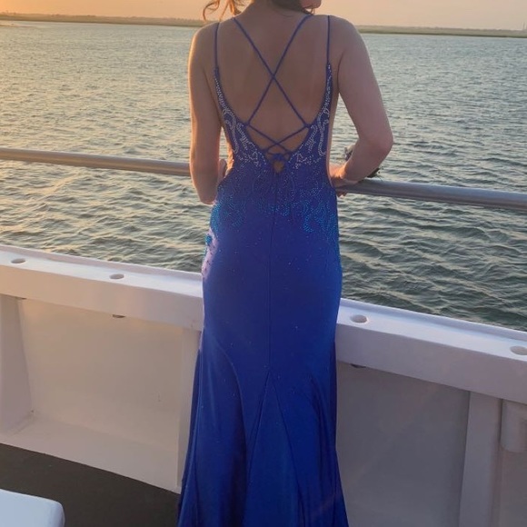 Royal Blue Amarra Prom Dress - Picture 3 of 4